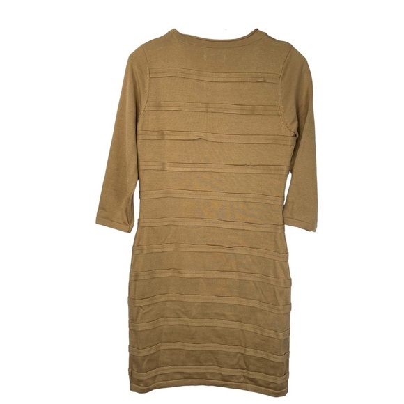 Calvin Klein Gold Knit Dress NWT 3/4 Sleeve Size L Party Occasion Metallic Chic - Picture 8 of 14